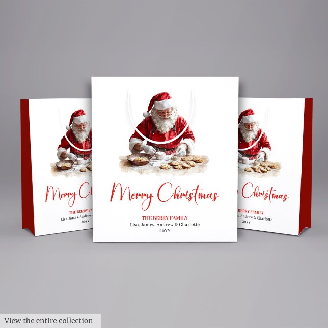 Sacola Para Presentes Média Chic Santa Claus Trendy Editable Christmas Bags (Chic Santa Claus Trendy Editable Christmas Gift Bag)