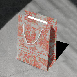 Sacola Para Presentes Média Chic vintage orange toile de jouy