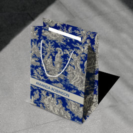 Sacola Para Presentes Média Chic vintage - Torre azul escuro de jouy