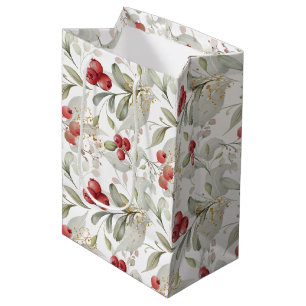 Sacola Para Presentes Média Chic White Elegant Greenerescência Botânica Natal