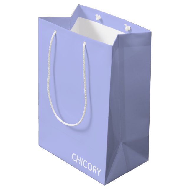 Sacola Para Presentes Média Chicória - Denominação de cor azul da flor (Verso inclinado)