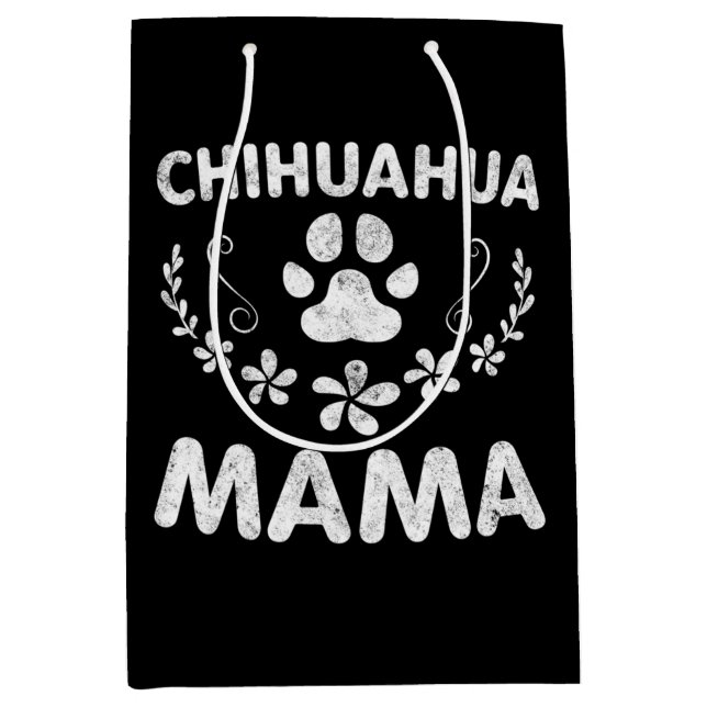 Sacola Para Presentes Média Chihuahua Mama (Frente)