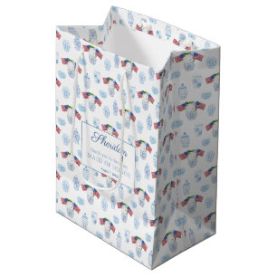 Sacola Para Presentes Média Chinoiserie Red White Blue Festa de casamento Obri