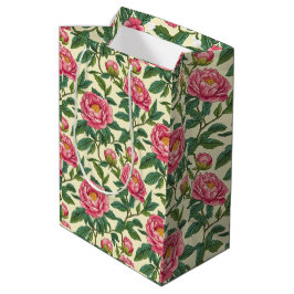 Sacola Para Presentes Média Chinoiserie rosa, verde e amarela Floral