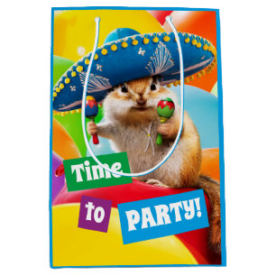Sacola Para Presentes Média Chipmunk De Partido Em Sombrero