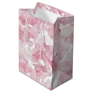Sacola Para Presentes Média Chique Chuveiro de Noiva Abstrato Rosa
