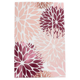 Sacola Para Presentes Média Chique Floral Rosa Elegante