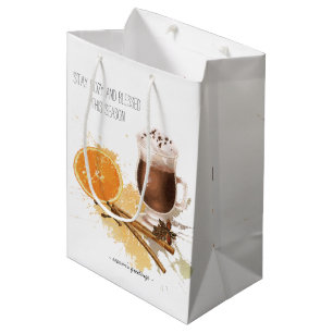 Sacola Para Presentes Média Chocolate Quente Cinnamon Orange Season Saudações