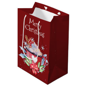 Sacola Para Presentes Média Chocolate quente de Natal em vermelho