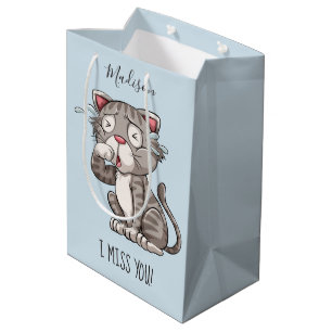 Sacola Para Presentes Média Chorando Nome personalizado do gato e sacos de pre