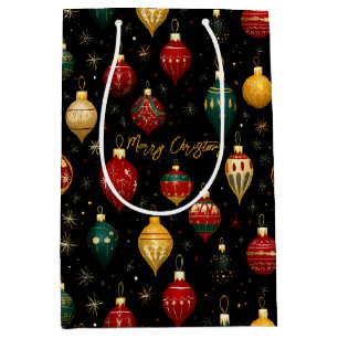 Sacola Para Presentes Média Christmas Bauble Ornament Bright