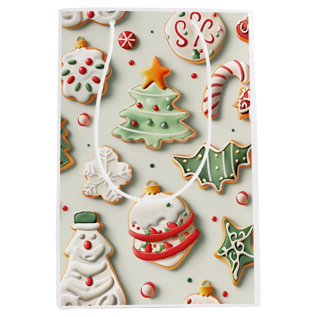 Sacola Para Presentes Média Christmas Cookies and Sprinkles (Frente)