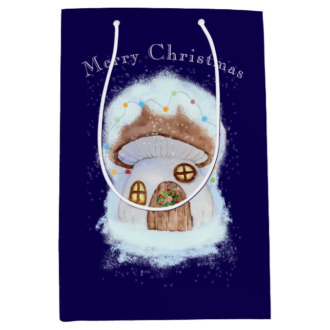 Sacola Para Presentes Média Christmas fairy house (Frente)