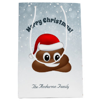 Sacola Para Presentes Média christmas poo emoji com o saco de presentes de san