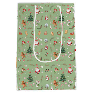 Sacola Para Presentes Média Christmas Tree Santa cute character holiday design