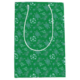 Sacola Para Presentes Média Christmas Winter Hanukkah Snowflake design 