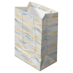 Sacola Para Presentes Média Chuva Azul de Pêssego Creme Chá de Bebê