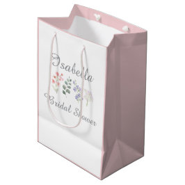 Sacola Para Presentes Média Chuva de Noiva Aquarela Flor Silvestre Boho