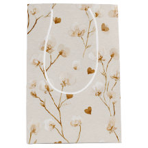 Chuva de Noiva Floral Bege Coração Marrom