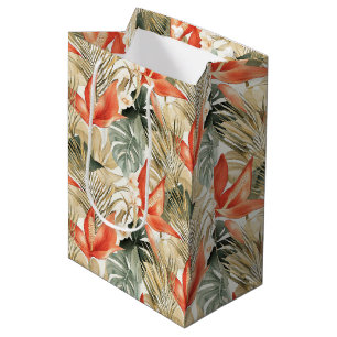 Sacola Para Presentes Média Chuva de Noiva Floral de Anthurium Laranja Tropica