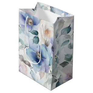 Sacola Para Presentes Média Chuva de Noiva Flores de Lavanda Bonitas Romântica