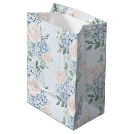 Sacola Para Presentes Média Chuva de Noiva Flores Rosa Azul Romântico