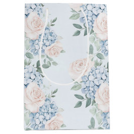 Sacola Para Presentes Média Chuva de Noiva Flores Rosa Azul Romântico