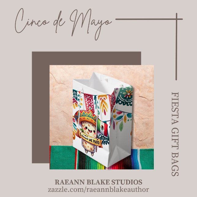 Sacola Para Presentes Média Cinco de Mayo Fiesta Gift Bags (Criador carregado)