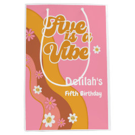 Sacola Para Presentes Média Cinco é uma vibração, um aniversário de vintagem r