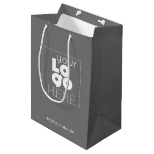 Sacola Para Presentes Média Cinza de logotipo da empresa média - Bolsa de com