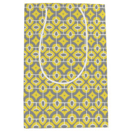 Sacola Para Presentes Média Cinza de tendências moderna e padrão mosaico branc