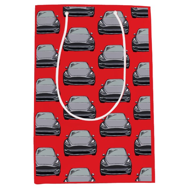 Sacola Para Presentes Média Cinza leve Veículo elétrico SUV Car Red (Frente)