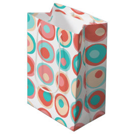 Sacola Para Presentes Média Círculos de Aqua Coral