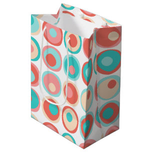 Sacola Para Presentes Média Círculos de Aqua Coral