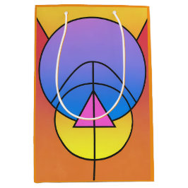 Sacola Para Presentes Média Círculos Geométricos Abstratos Linha Colorida