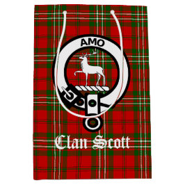 Sacola Para Presentes Média Clan Scott Crest Crachá & Tartan