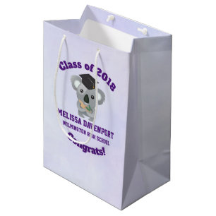 Sacola Para Presentes Média Classe de Urso Koala 20xx em Boné de formatura