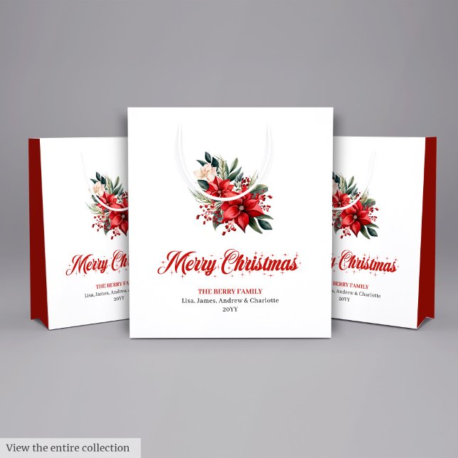 Sacola Para Presentes Média Classic Christmas Flowers Botanical Gift Bags (Classic Christmas Flowers Botanical Gift Bag

)