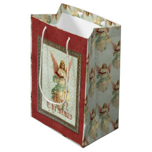 Sacola Para Presentes Média Clássico Elegante Natais vintages Vitorianos Ange