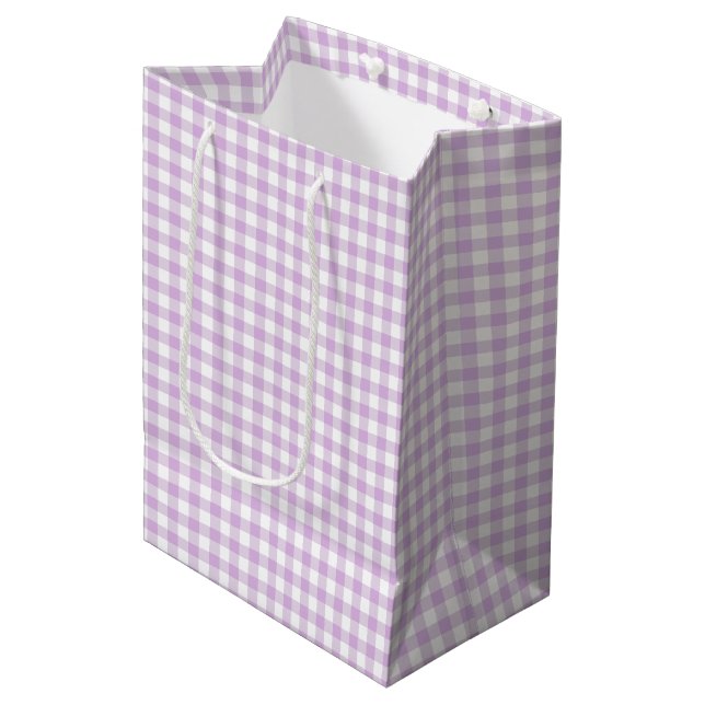 Sacola Para Presentes Média Clássico Gingham Soft Lilac (Frente inclinada)