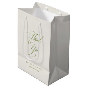 Sacola Para Presentes Média Clássico Marfim Verde Estilo Cunhado Vinho de Boas