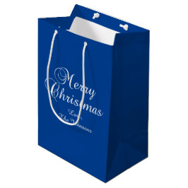 Sacola Para Presentes Média Clássico Natal Feliz Caligrafia Azul
