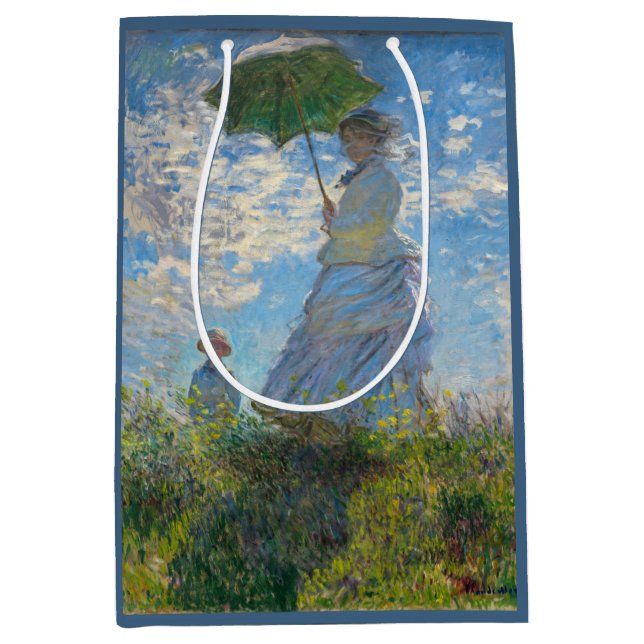 Sacola Para Presentes Média Claude Monet - O Promenade, Mulher com Parasol (Frente)