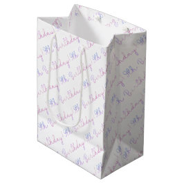 Sacola Para Presentes Média Cloud Nine 9th Birth Gift Bag - Pastel Typograp