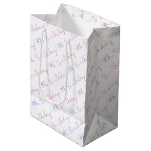 Sacola Para Presentes Média Cloud Nine 9th Birth Gift Bag - Pastel Typograp