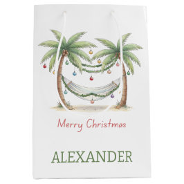Sacola Para Presentes Média Coastal Christmas Palm Trees With Hammock