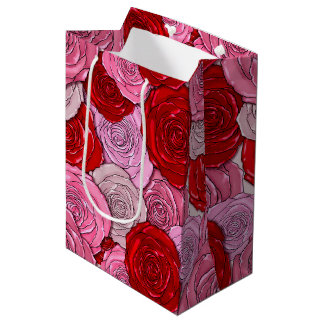 Sacola Para Presentes Média Cobertura de Rosas
