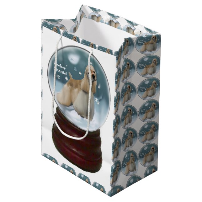Sacola Para Presentes Média Cocker Spaniel Natal (Frente inclinada)