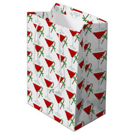 Sacola Para Presentes Média Cocktail de Martini de Natal
