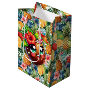 Sacola Para Presentes Média Coco Tropical